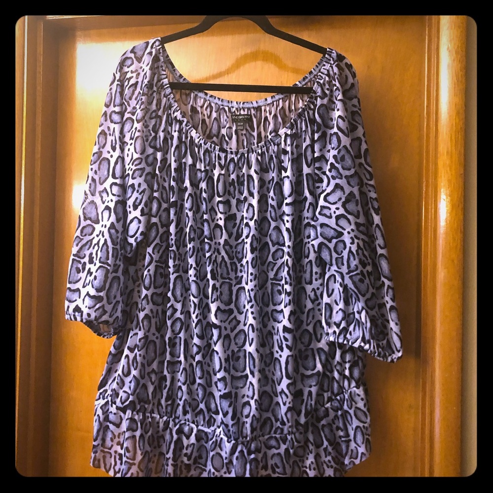 Blue Leopard Print Blouse